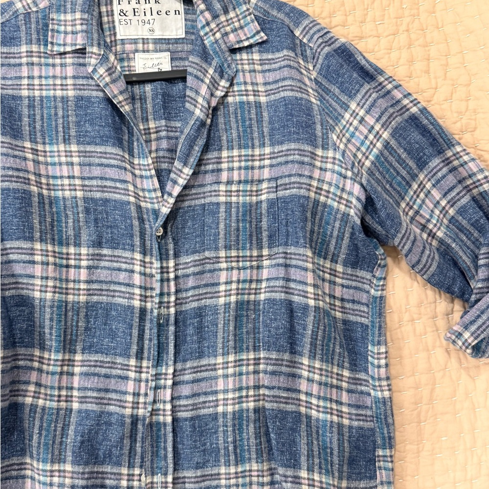 Frank & Eileen “Eileen” Blue and Pink Plaid linen flannel button up Shirt